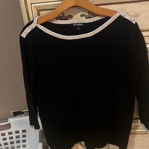 XL roz & Ali thin sweater shirt   Black with tan detail